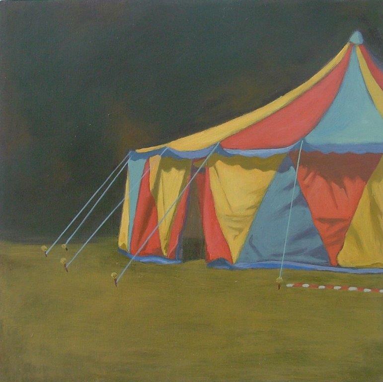 Vida Pain, Puppet Show, oil on board, 30x30cm
